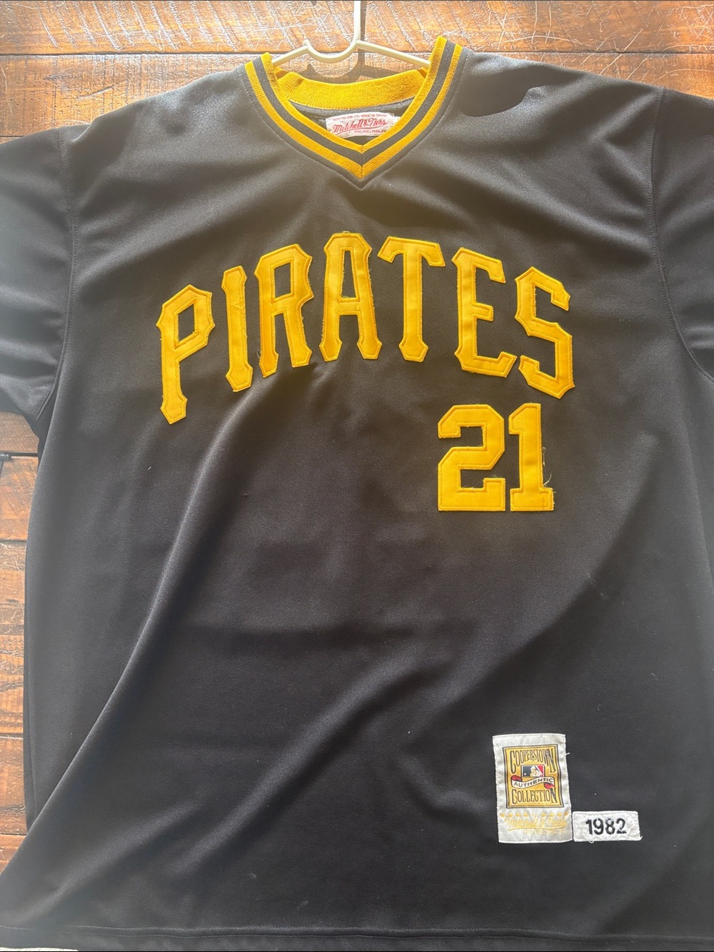 Mitchell & Ness Black and Yellow Pirates #21 Jersey